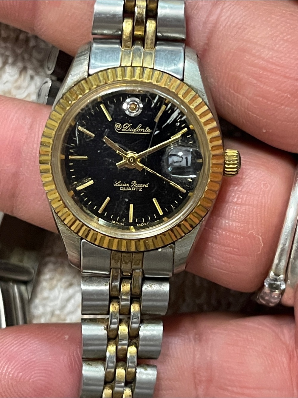 Two-Tone Women's Dress Watch with Black Dial and Gold Accents - Picture 5 of 9